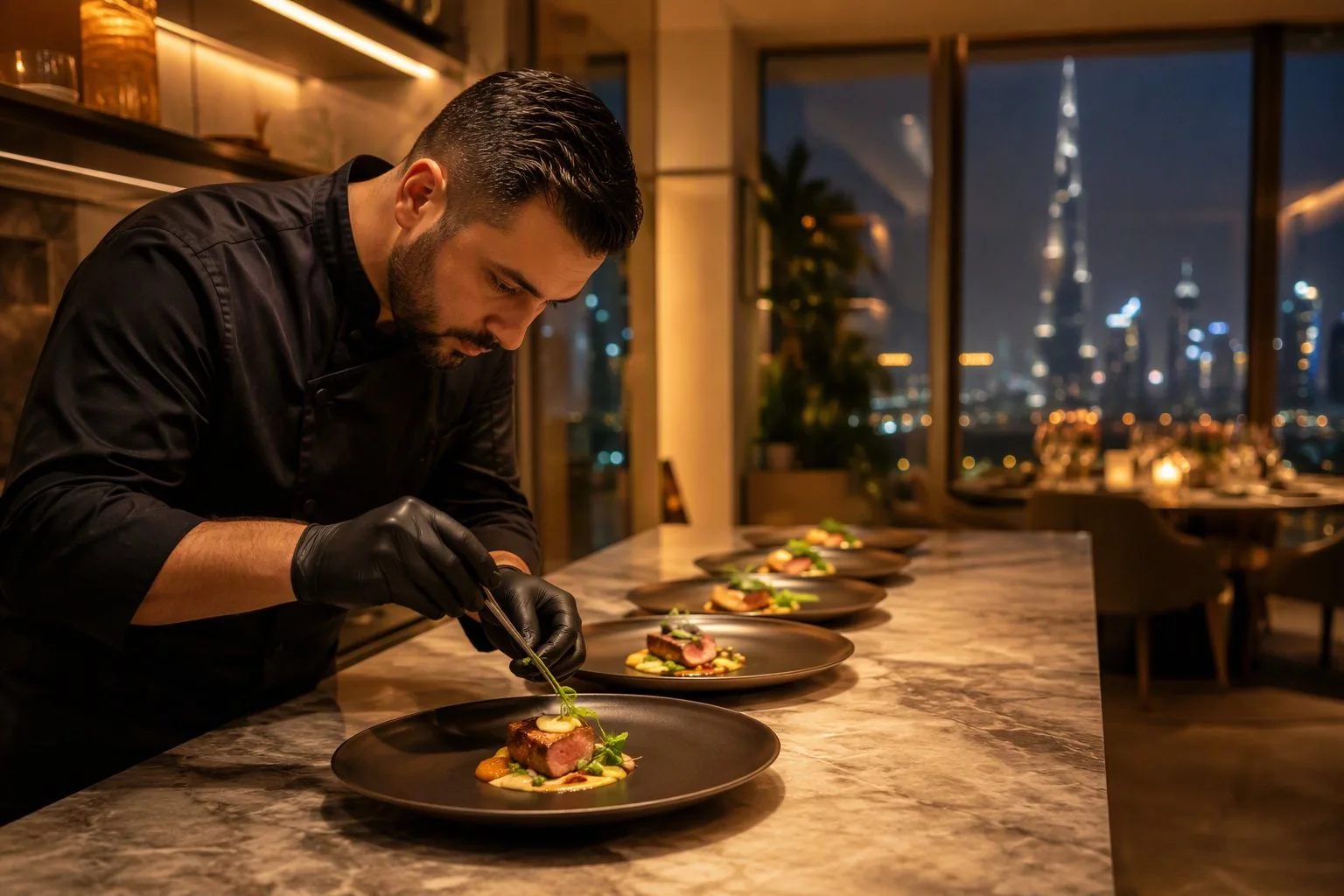 A table set for a private fine dining dinner